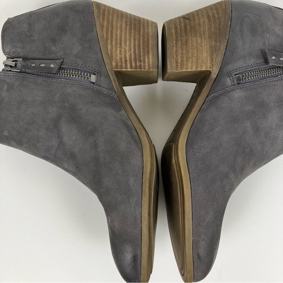 FRYE Judith Double Zip Stacked Heel Almond Toe Ankle Boots Grey Blue Sz 8.5 - Picture 12 of 16